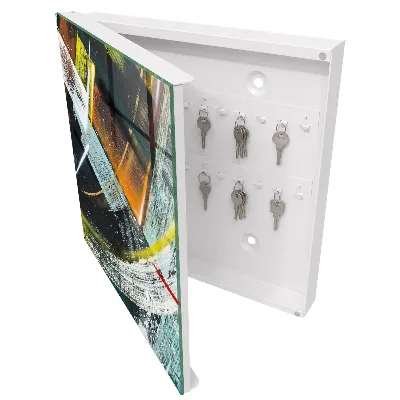 Wall-mounted key box colorful swirl design