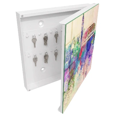 Key cabinet with city watercolor design