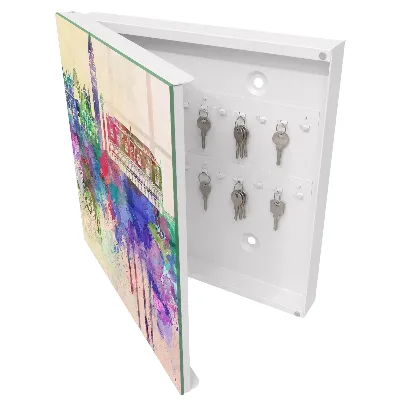 Key cabinet with city watercolor design