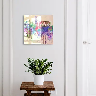 Key cabinet with city watercolor design
