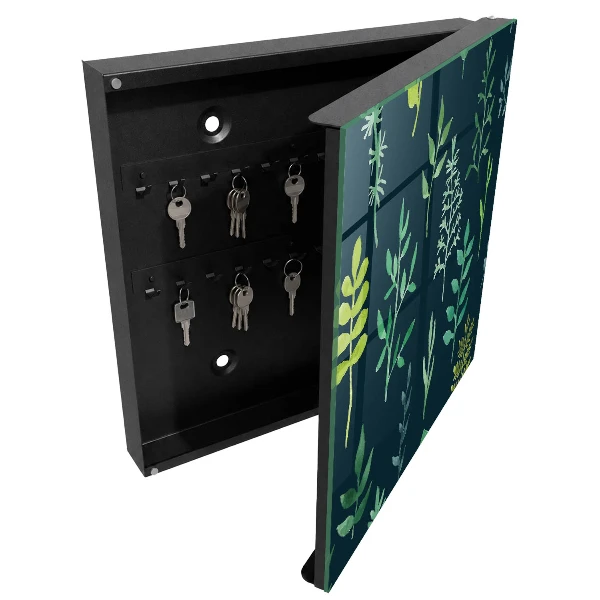 Watercolor leaves Key box for wall