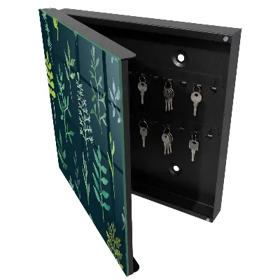 Watercolor leaves Key box for wall