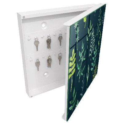 Watercolor leaves Key box for wall