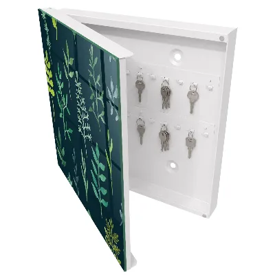 Watercolor leaves Key box for wall