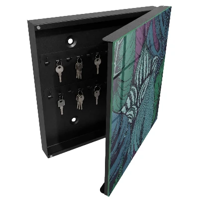Wall mounted key box with mysterious leaves design