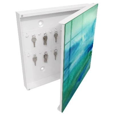 Watercolor blue Key box for wall