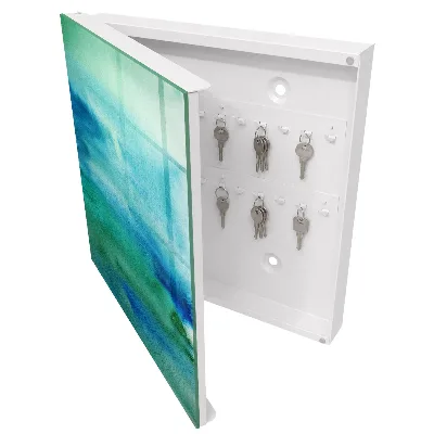 Watercolor blue Key box for wall