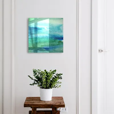 Watercolor blue Key box for wall
