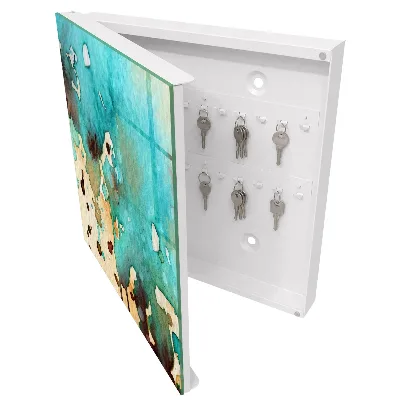 Turquoise abstraction Wall mounted key box