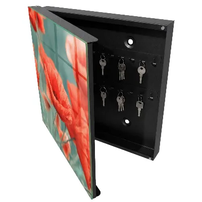 Red poppies Key box for wall