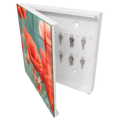 Red poppies Key box for wall