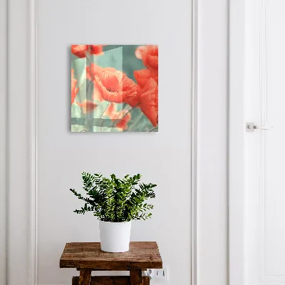 Red poppies Key box for wall
