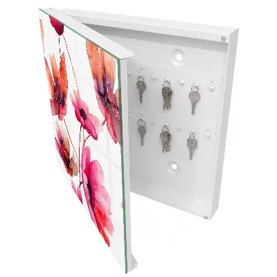 Watercolor flowers Wall mounted key box