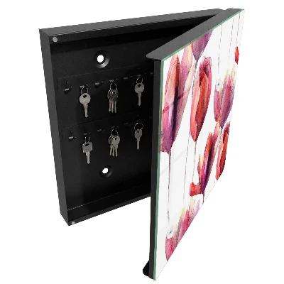 Watercolor tulips Wall mounted key box
