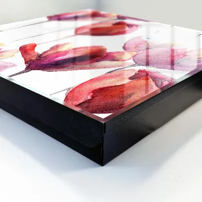 Watercolor tulips Wall mounted key box