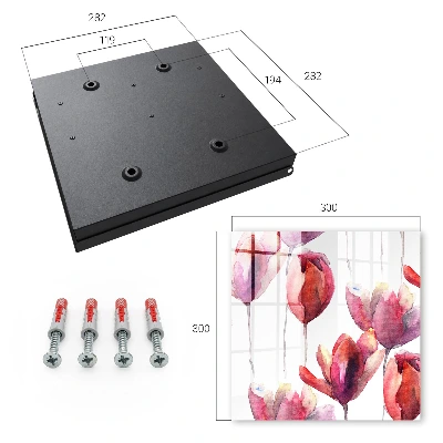 Watercolor tulips Wall mounted key box