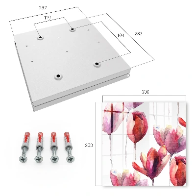 Watercolor tulips Wall mounted key box