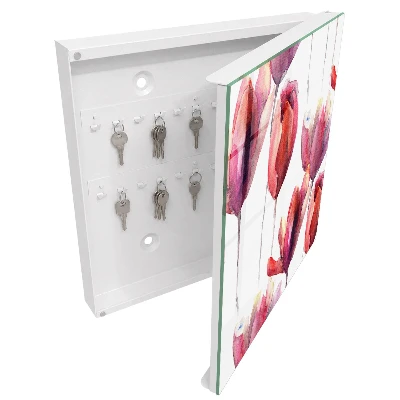 Watercolor tulips Wall mounted key box