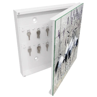 Cranes and reeds Key cabinet