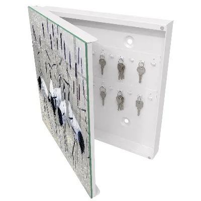 Cranes and reeds Key cabinet