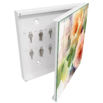 Watercolor flowers Wall mounted key box