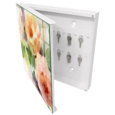 Watercolor flowers Wall mounted key box