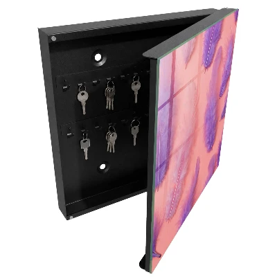 Purple feathers Key box for wall