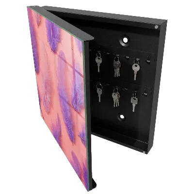 Purple feathers Key box for wall