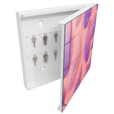 Purple feathers Key box for wall