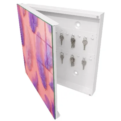 Purple feathers Key box for wall