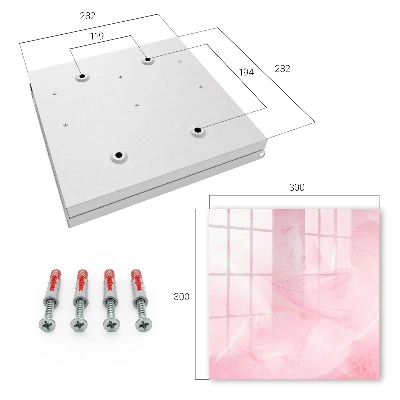 Wall-mounted key box with pink feathers design