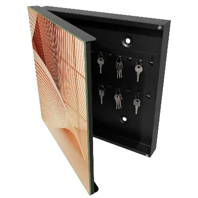Wall-mounted key box with abstract waves design