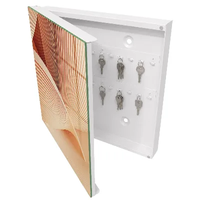 Wall-mounted key box with abstract waves design