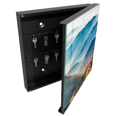 Key cabinet with mountain landscape print