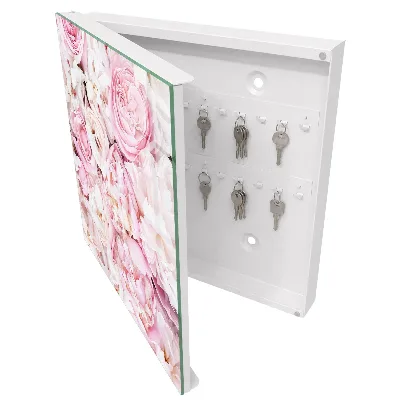 Key cabinet with pastel flowers print