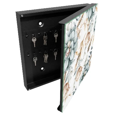 Watercolor flowers Wall mounted key box