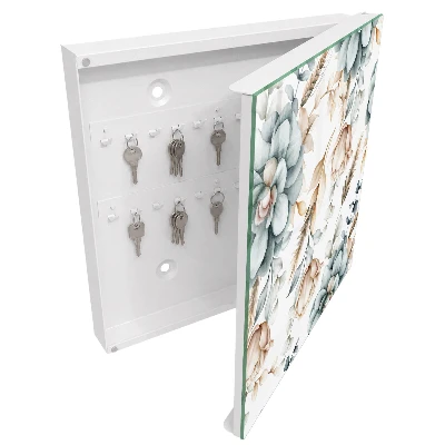 Watercolor flowers Wall mounted key box