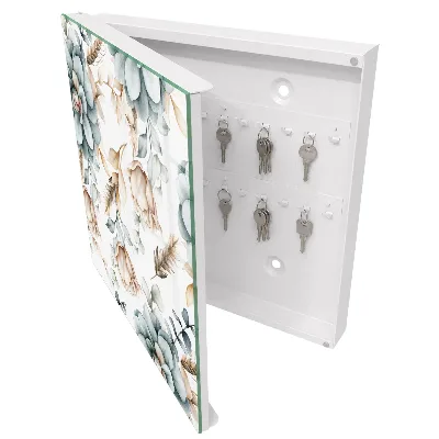 Watercolor flowers Wall mounted key box