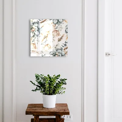 Watercolor flowers Wall mounted key box