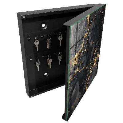 Wall-mounted key box in black marble