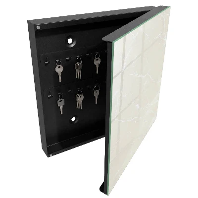 Wall mounted key box with a marble elegance finish
