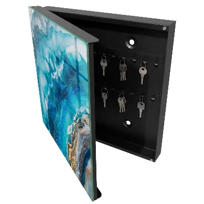 Turquoise patterns Key box for wall