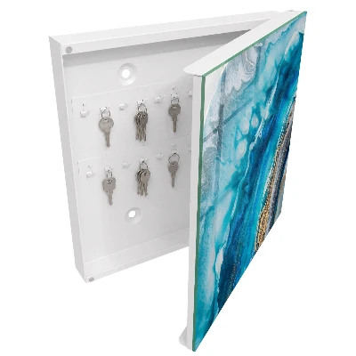 Turquoise patterns Key box for wall