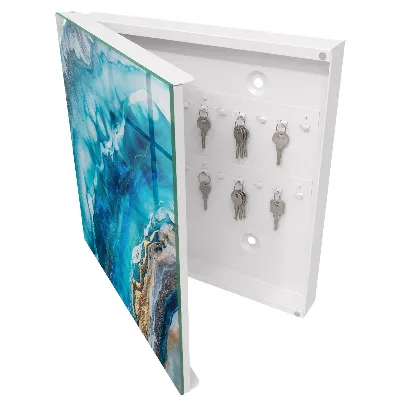Turquoise patterns Key box for wall