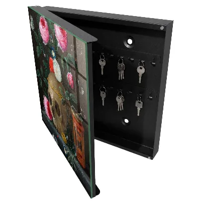 Skull and flowers Key box for wall