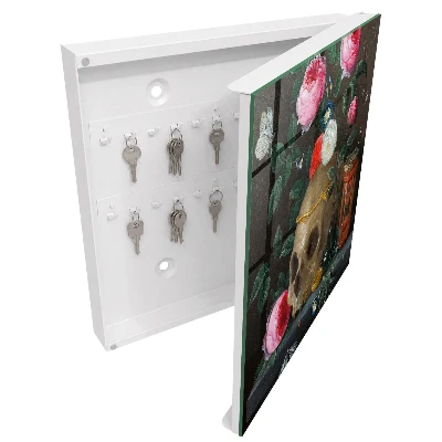 Skull and flowers Key box for wall