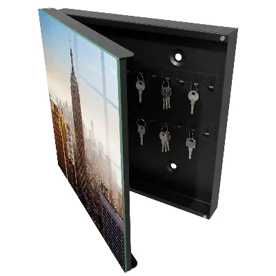 City in the morning Wall mounted key box