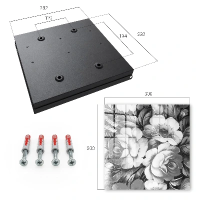 Monochrome flowers Wall mounted key box