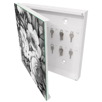 Monochrome flowers Wall mounted key box