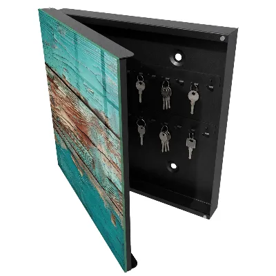 Turquoise wood Key cabinet